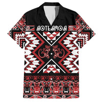 Personalised Aotearoa Waitangi Hawaiian Shirt Taniko Motifs - Mania Gecko LT7 Red - Polynesian Pride