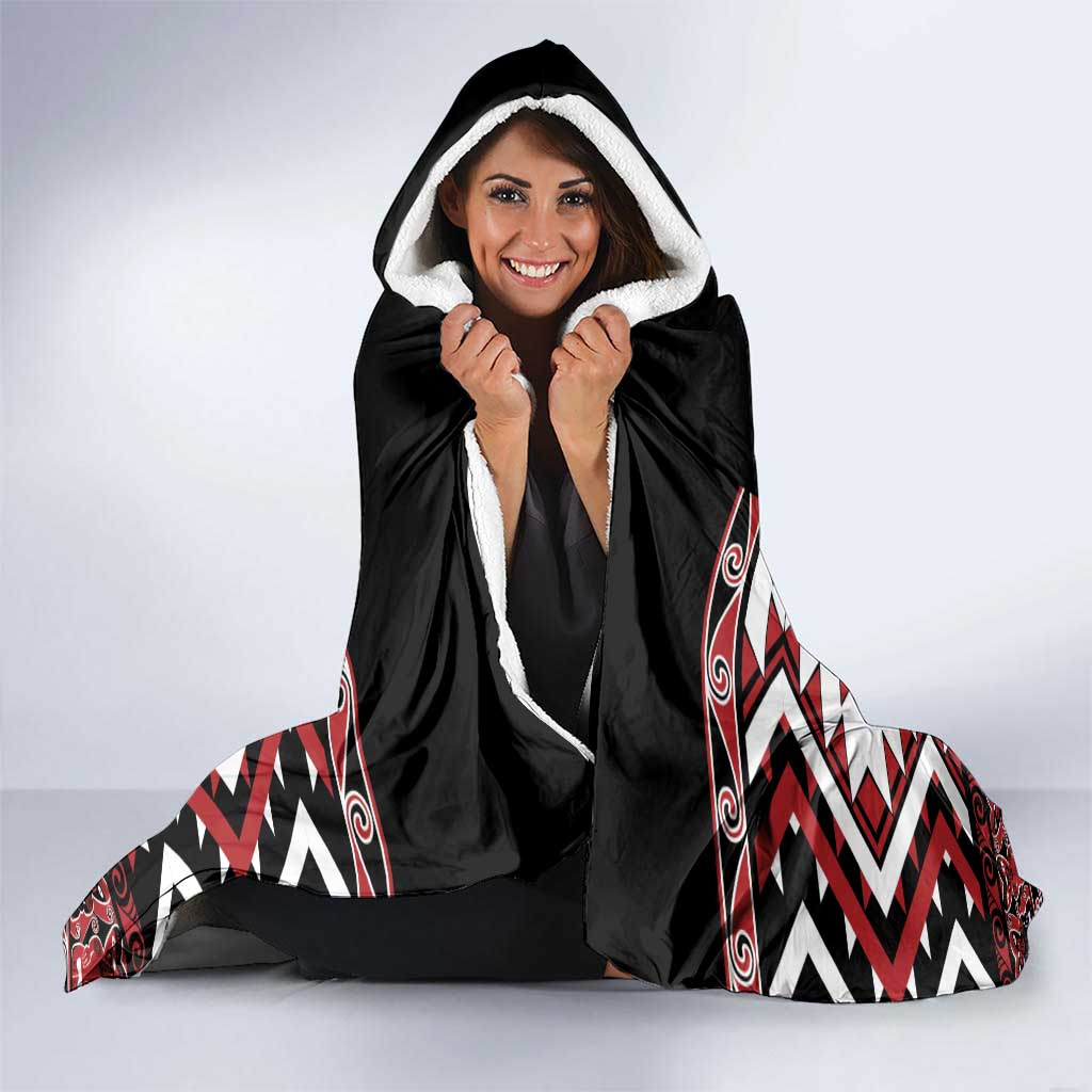 Personalised Aotearoa Waitangi Hooded Blanket Taniko Motifs - Mania Gecko LT7 - Polynesian Pride