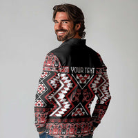 Personalised Aotearoa Waitangi Long Sleeve Polo Shirt Taniko Motifs - Mania Gecko LT7 - Polynesian Pride