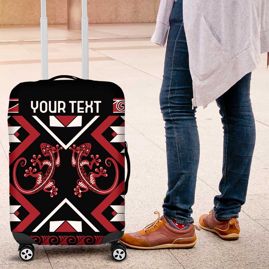 Personalised Aotearoa Waitangi Luggage Cover Taniko Motifs - Mania Gecko