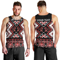 Personalised Aotearoa Waitangi Men Tank Top Taniko Motifs - Mania Gecko LT7 - Polynesian Pride