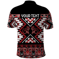 Personalised Aotearoa Waitangi Polo Shirt Taniko Motifs - Mania Gecko
