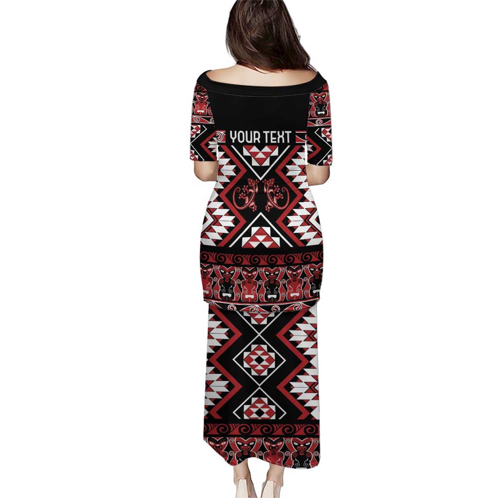 Personalised Aotearoa Waitangi Puletasi Taniko Motifs - Mania Gecko LT7 - Polynesian Pride