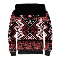 Personalised Aotearoa Waitangi Sherpa Hoodie Taniko Motifs - Mania Gecko LT7 - Polynesian Pride