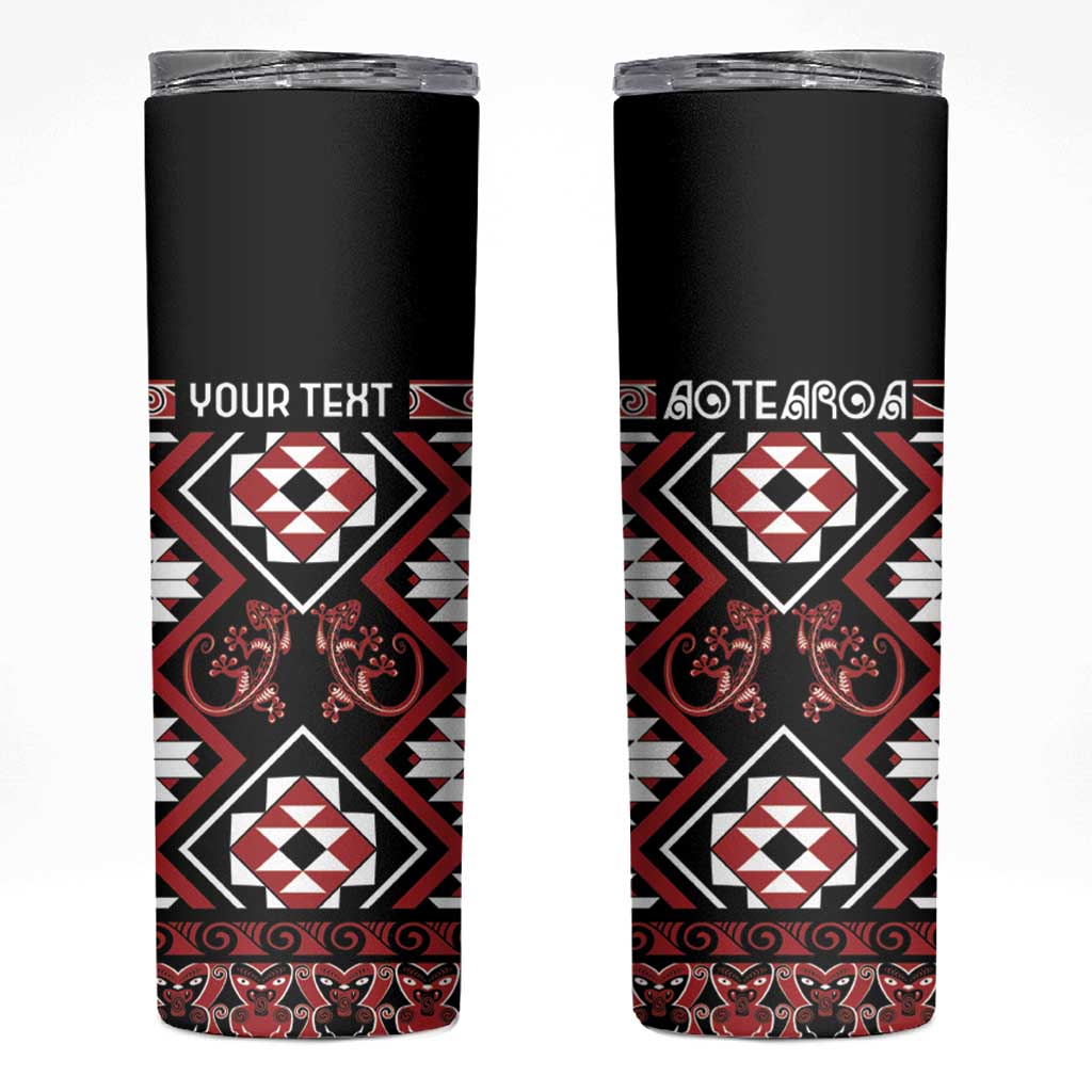 Personalised Aotearoa Waitangi Skinny Tumbler Taniko Motifs - Mania Gecko