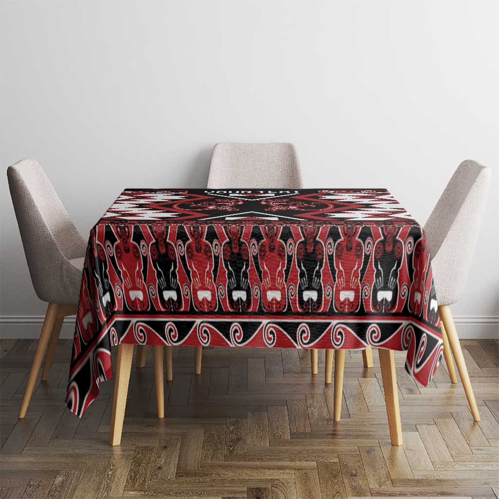 Personalised Aotearoa Waitangi Tablecloth Taniko Motifs - Mania Gecko LT7 - Polynesian Pride