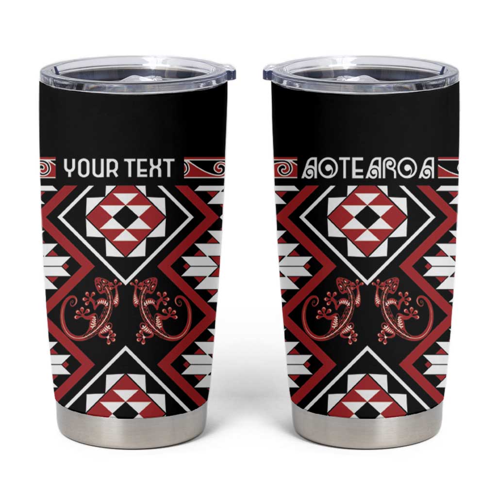 Personalised Aotearoa Waitangi Tumbler Cup Taniko Motifs - Mania Gecko