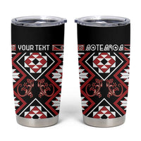 Personalised Aotearoa Waitangi Tumbler Cup Taniko Motifs - Mania Gecko LT7 Red - Polynesian Pride