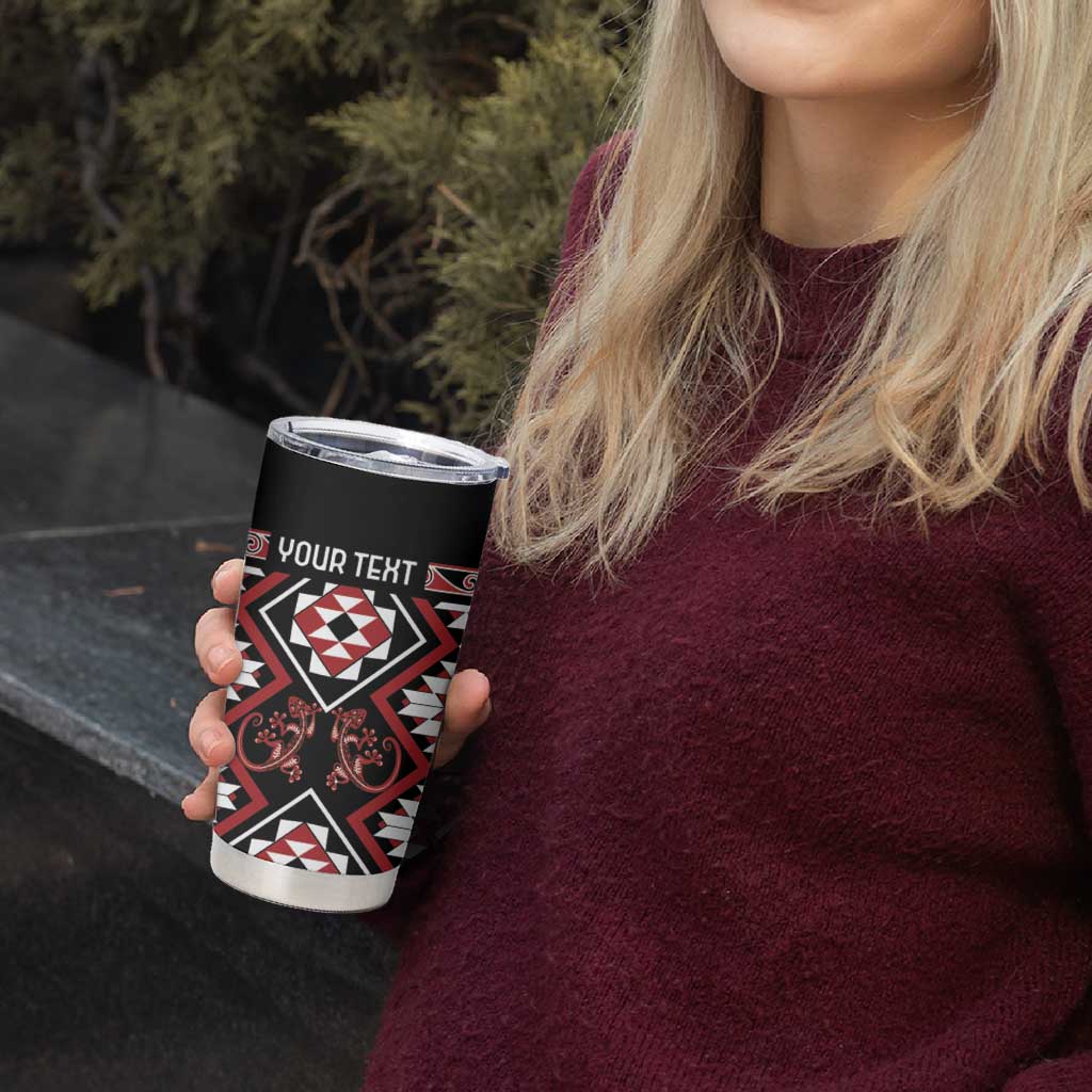 Personalised Aotearoa Waitangi Tumbler Cup Taniko Motifs - Mania Gecko LT7 - Polynesian Pride