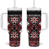 Personalised Aotearoa Waitangi Tumbler With Handle Taniko Motifs - Mania Gecko LT7 One Size: 40 oz Red - Polynesian Pride