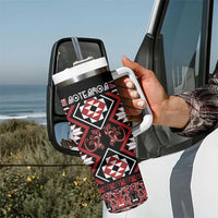 Personalised Aotearoa Waitangi Tumbler With Handle Taniko Motifs - Mania Gecko LT7 - Polynesian Pride