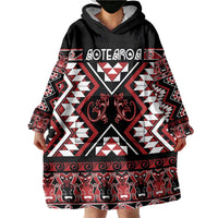 Personalised Aotearoa Waitangi Wearable Blanket Hoodie Taniko Motifs - Mania Gecko LT7 - Polynesian Pride