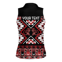 Personalised Aotearoa Waitangi Women Sleeveless Polo Shirt Taniko Motifs - Mania Gecko LT7 - Polynesian Pride
