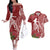 Personalised Hawaii Wahine Couples Matching Off The Shoulder Long Sleeve Dress and Hawaiian Shirt Women's Day Ohia Lehua LT7 Red - Polynesian Pride