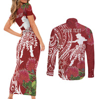 Personalised Hawaii Wahine Couples Matching Short Sleeve Bodycon Dress and Long Sleeve Button Shirt Women's Day Ohia Lehua LT7 - Polynesian Pride