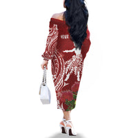 Personalised Hawaii Wahine Family Matching Off Shoulder Long Sleeve Dress and Hawaiian Shirt Women's Day Ohia Lehua LT7 - Polynesian Pride