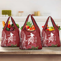 Personalised Hawaii Wahine Grocery Bag Women's Day Ohia Lehua LT7 3-pack One Size Red - Polynesian Pride