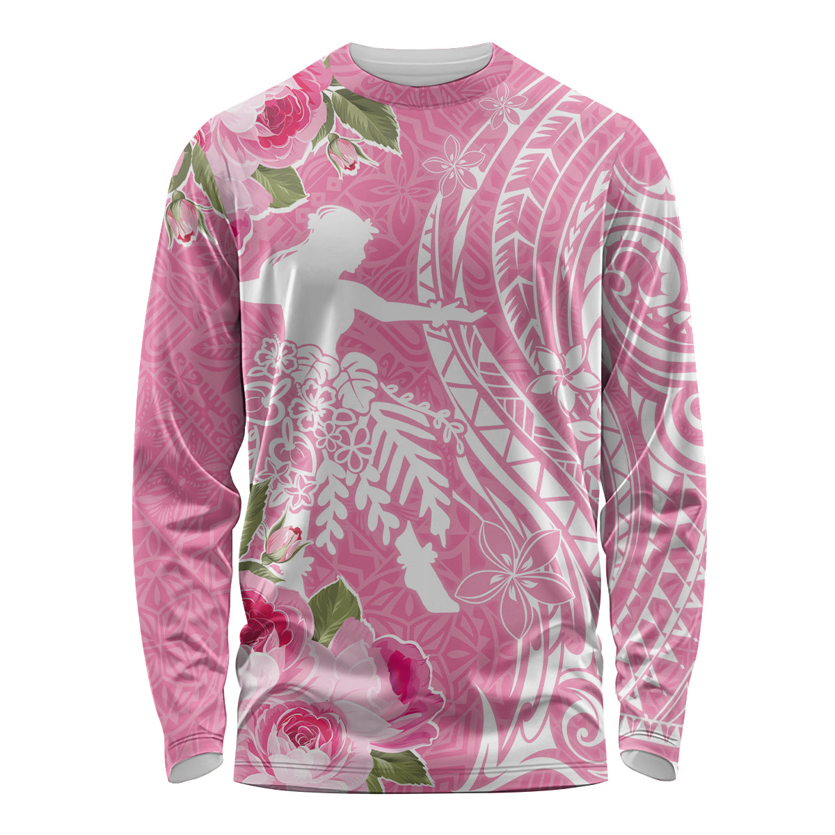 Personalised Hawaii Wahine Long Sleeve Shirt Women's Day Maui Lokelani Roses LT7 Unisex Pink - Polynesian Pride