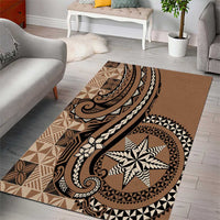 Tonga Ngatu Area Rug Vintage Brown Manulua Motifs