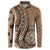 Personalized Tonga Ngatu Button Sweatshirt Vintage Brown Manulua Motifs