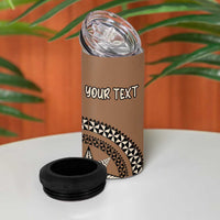 Personalized Tonga Ngatu 4 in 1 Can Cooler Tumbler Vintage Brown Manulua Motifs LT7 - Polynesian Pride