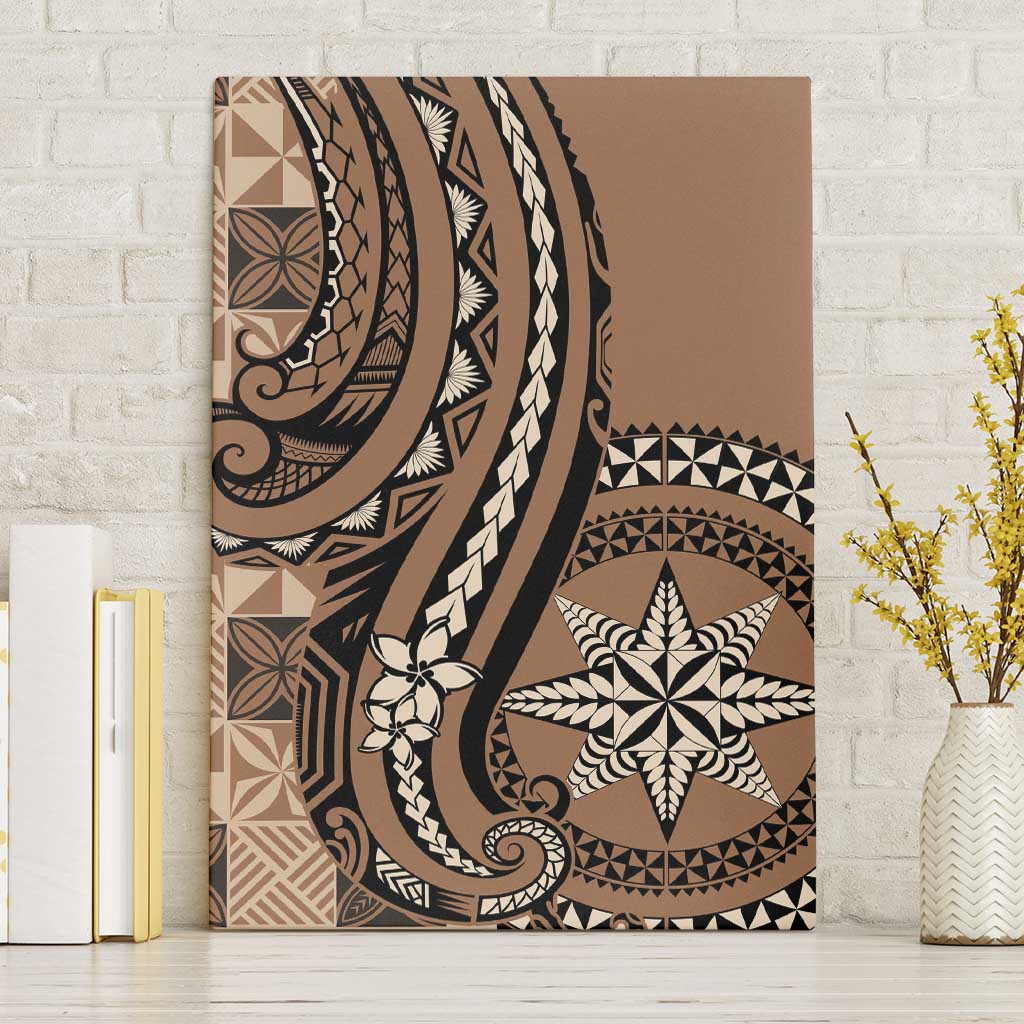 Tonga Ngatu Canvas Wall Art Vintage Brown Manulua Motifs