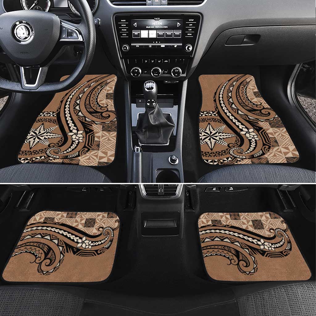 Tonga Ngatu Car Mats Vintage Brown Manulua Motifs