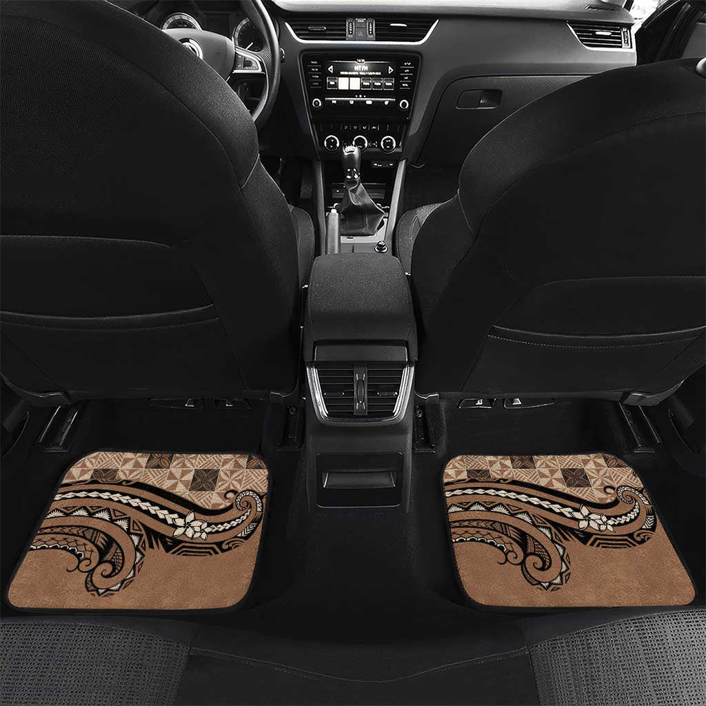 Tonga Ngatu Car Mats Vintage Brown Manulua Motifs LT7 Set 2pcs - Back Brown - Polynesian Pride