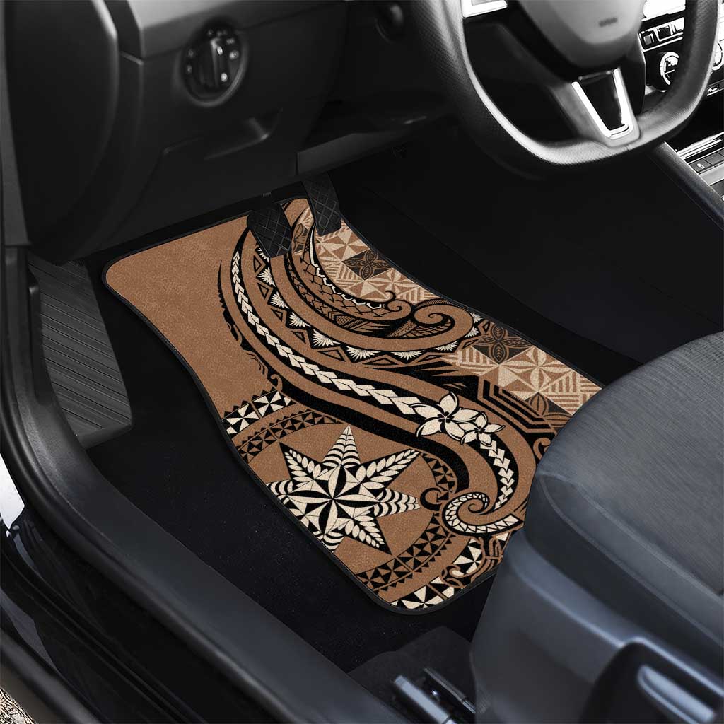 Tonga Ngatu Car Mats Vintage Brown Manulua Motifs LT7 - Polynesian Pride