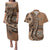Personalized Tonga Ngatu Couples Matching Puletasi and Hawaiian Shirt Vintage Brown Manulua Motifs