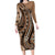 Personalized Tonga Ngatu Family Matching Long Sleeve Bodycon Dress and Hawaiian Shirt Vintage Brown Manulua Motifs