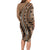 Personalized Tonga Ngatu Family Matching Long Sleeve Bodycon Dress and Hawaiian Shirt Vintage Brown Manulua Motifs