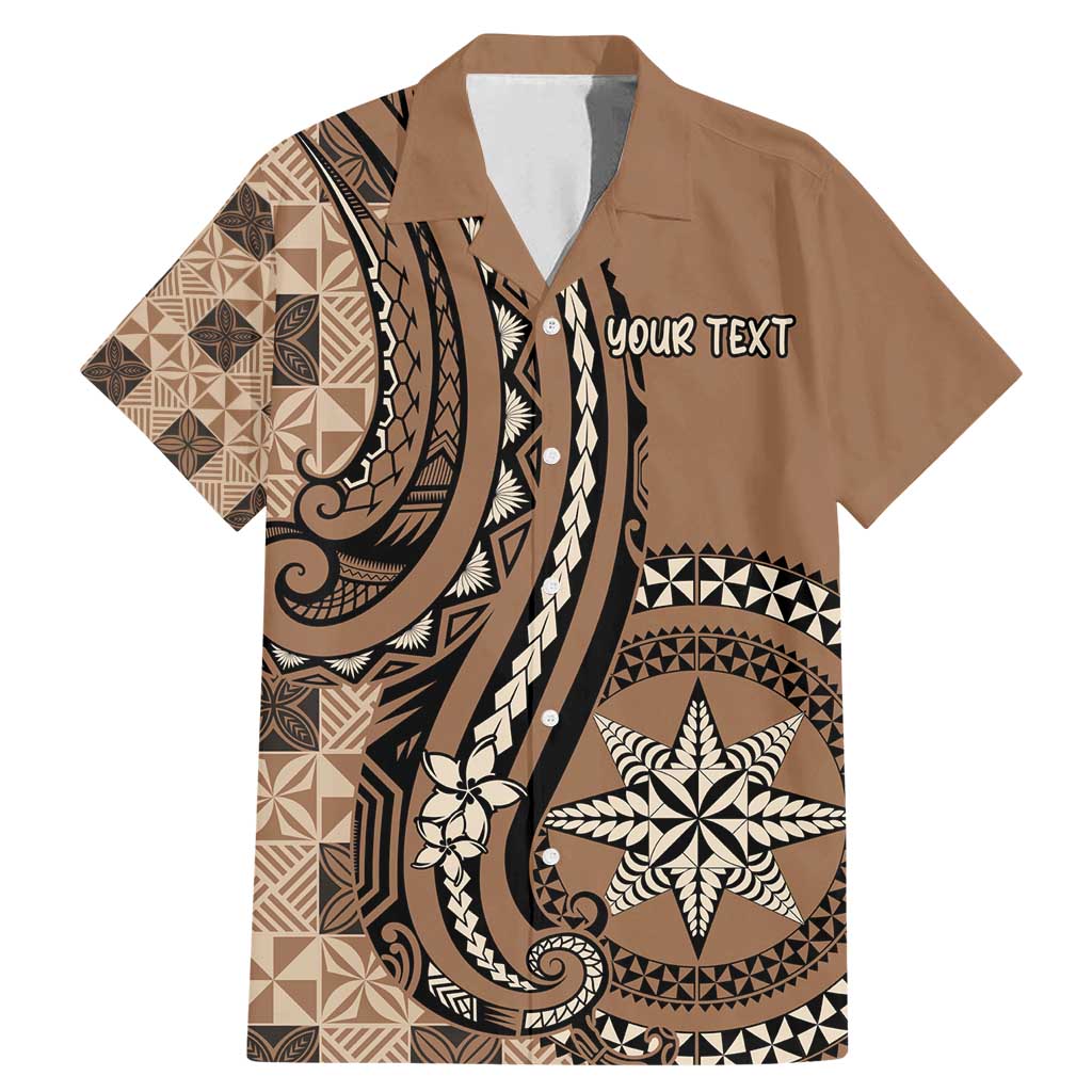 Personalized Tonga Ngatu Family Matching Mermaid Dress and Hawaiian Shirt Vintage Brown Manulua Motifs