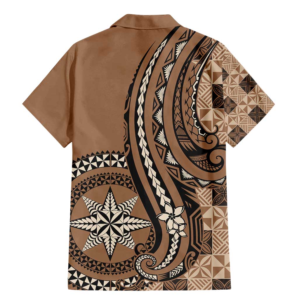 Personalized Tonga Ngatu Family Matching Mermaid Dress and Hawaiian Shirt Vintage Brown Manulua Motifs