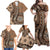 Personalized Tonga Ngatu Family Matching Off Shoulder Maxi Dress and Hawaiian Shirt Vintage Brown Manulua Motifs