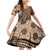 Personalized Tonga Ngatu Family Matching Off Shoulder Short Dress and Hawaiian Shirt Vintage Brown Manulua Motifs