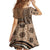 Personalized Tonga Ngatu Family Matching Off Shoulder Short Dress and Hawaiian Shirt Vintage Brown Manulua Motifs