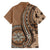 Personalized Tonga Ngatu Family Matching Off Shoulder Short Dress and Hawaiian Shirt Vintage Brown Manulua Motifs