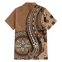 Personalized Tonga Ngatu Family Matching Puletasi and Hawaiian Shirt Vintage Brown Manulua Motifs