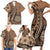 Personalized Tonga Ngatu Family Matching Short Sleeve Bodycon Dress and Hawaiian Shirt Vintage Brown Manulua Motifs