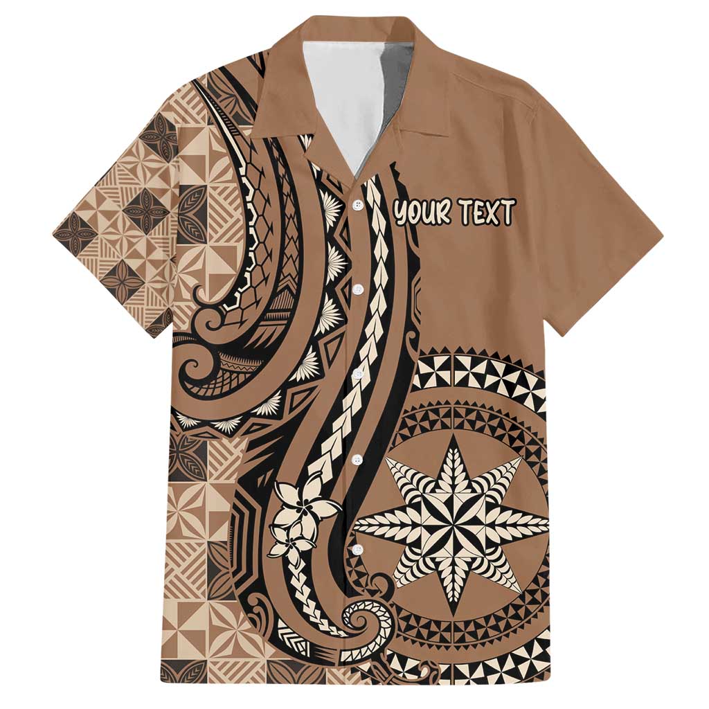 Personalized Tonga Ngatu Hawaiian Shirt Vintage Brown Manulua Motifs LT7 Brown - Polynesian Pride