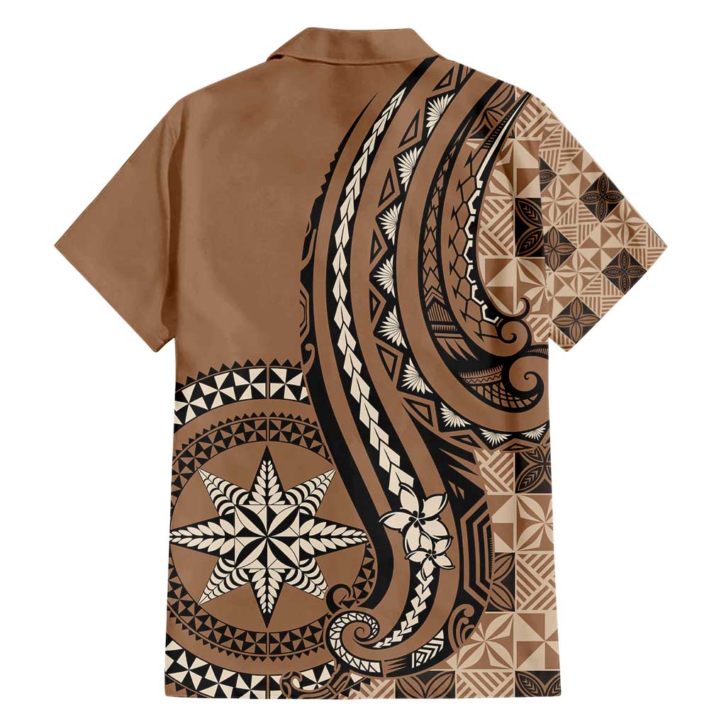 Personalized Tonga Ngatu Hawaiian Shirt Vintage Brown Manulua Motifs LT7 - Polynesian Pride