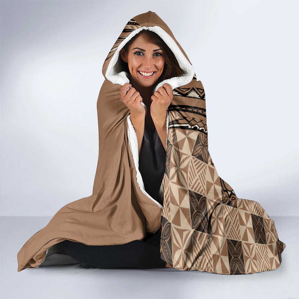 Tonga Ngatu Hooded Blanket Vintage Brown Manulua Motifs LT7 - Polynesian Pride