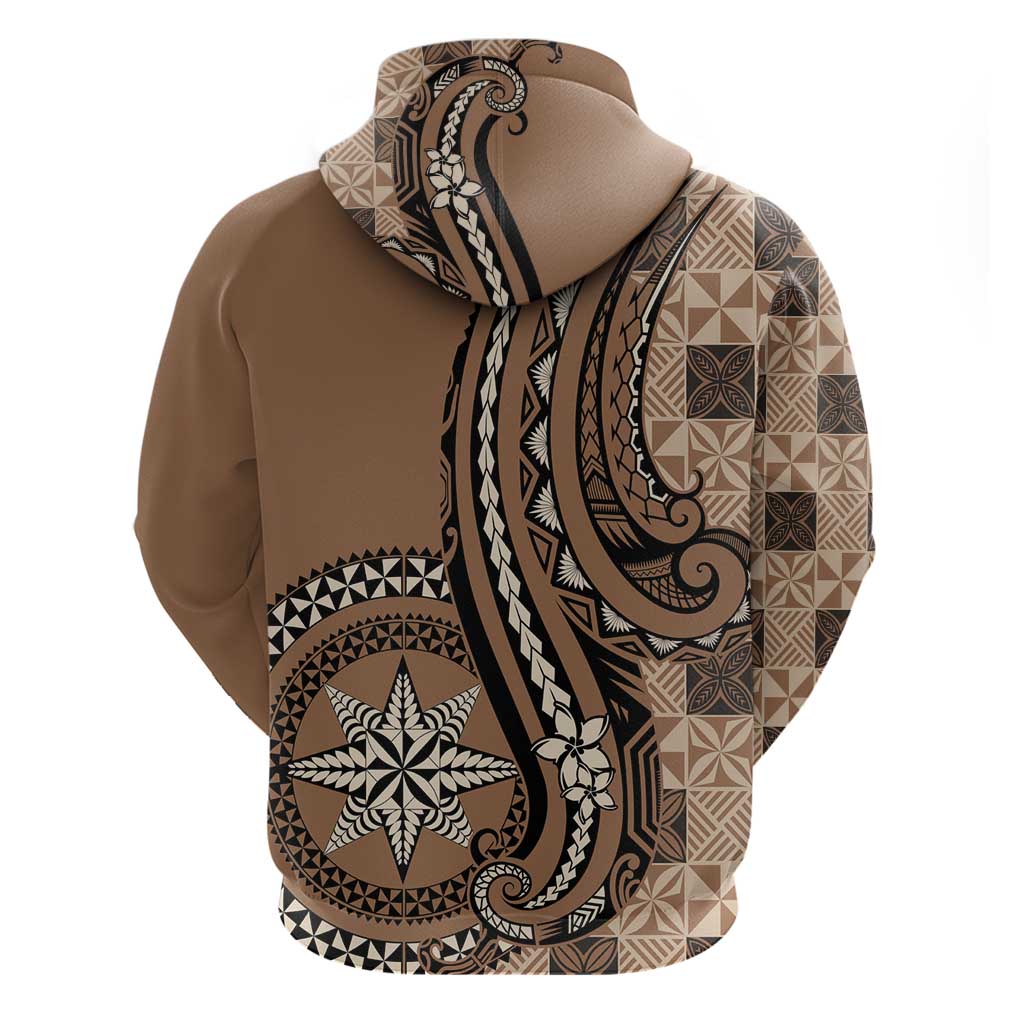 Personalized Tonga Ngatu Hoodie Vintage Brown Manulua Motifs
