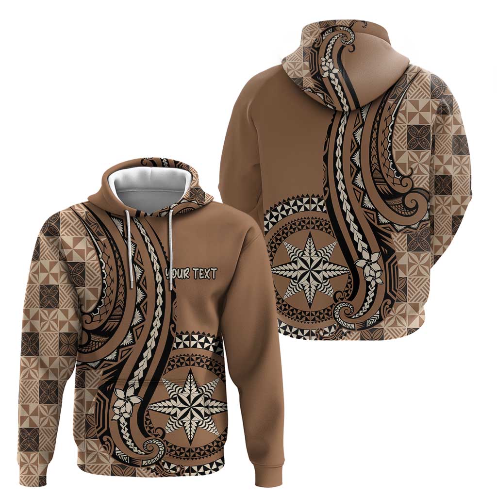 Personalized Tonga Ngatu Hoodie Vintage Brown Manulua Motifs