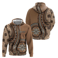 Personalized Tonga Ngatu Hoodie Vintage Brown Manulua Motifs