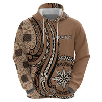 Personalized Tonga Ngatu Hoodie Vintage Brown Manulua Motifs
