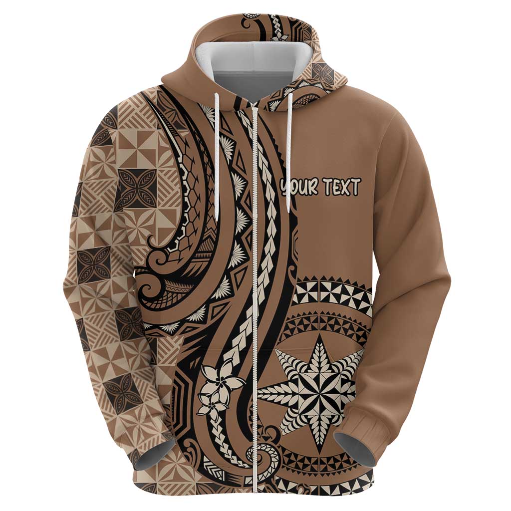 Personalized Tonga Ngatu Hoodie Vintage Brown Manulua Motifs