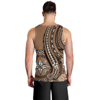 Personalized Tonga Ngatu Men Tank Top Vintage Brown Manulua Motifs LT7 - Polynesian Pride