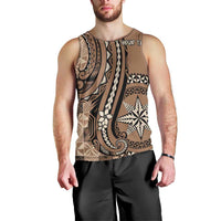 Personalized Tonga Ngatu Men Tank Top Vintage Brown Manulua Motifs LT7 - Polynesian Pride